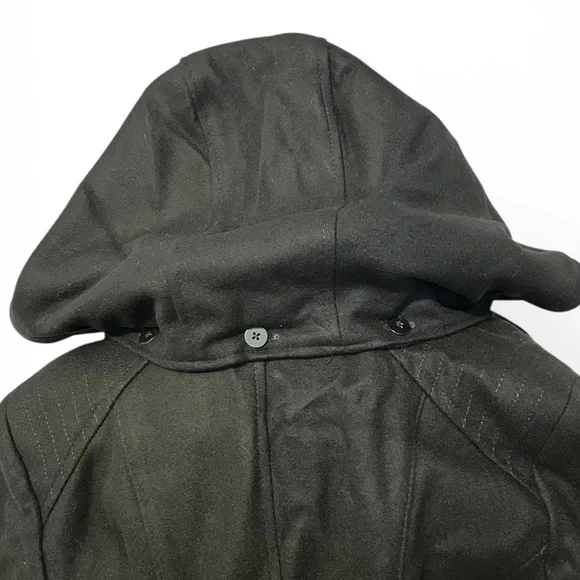 Michael Kors Elegant Black Hooded Trench Coat with Gold Accents (item#d10001) - Picture 6 of 12